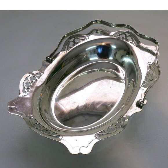 Vintage Silver Plated Basket w/ Handle Made in ENGLAND, E.P.N.S Hard Soldered - Picture 8 of 12